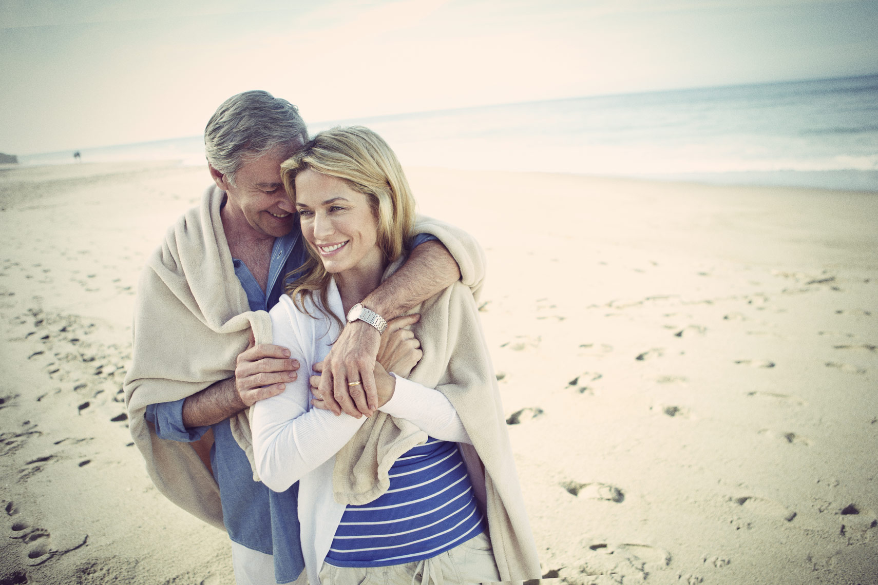 Senior couple in love on the beach